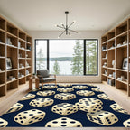 Classic Ivory Dice Isometric Navy Background Rug