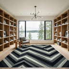 Monochromatic Chevron Geometric Layered Rug
