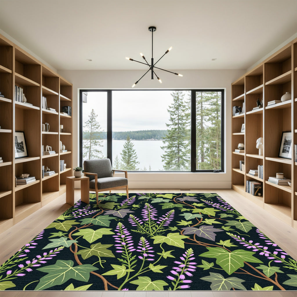 Botanical Ivy and Heather Floral Vine Rug