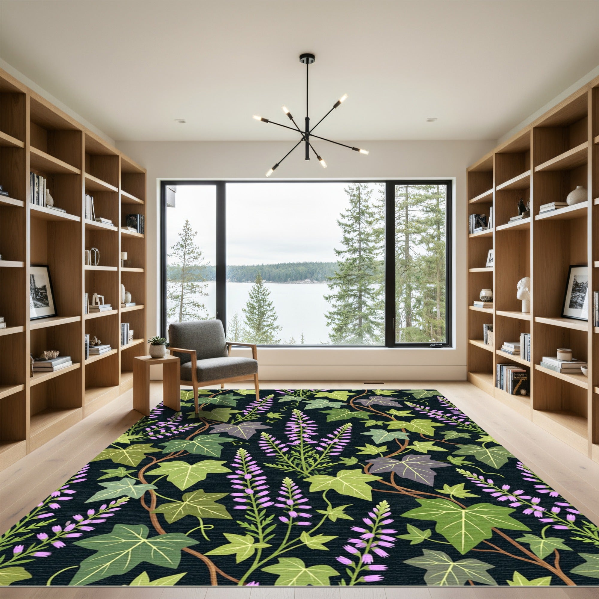 Botanical Ivy and Heather Floral Vine Rug