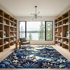 Indigo Willow Pagoda Chinoiserie Garden Rug