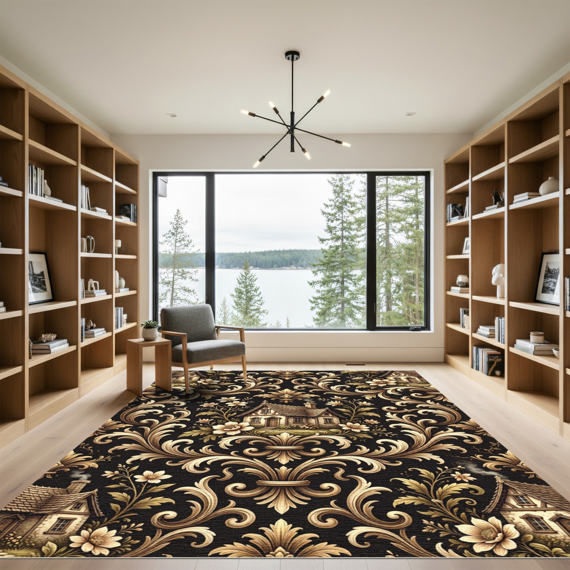 Tudor Village Baroque Floral Scroll Rug