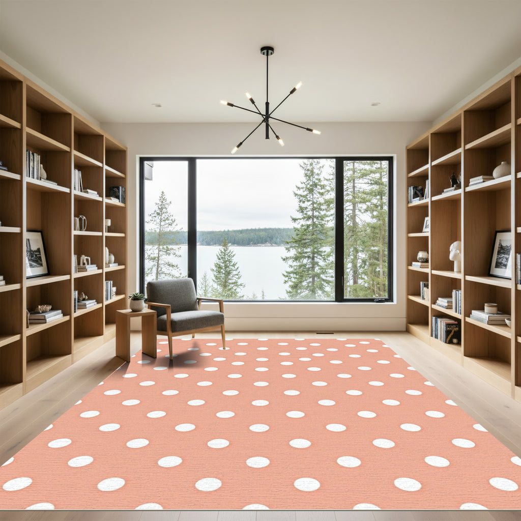 Coral White Polka Dot Composition Rug