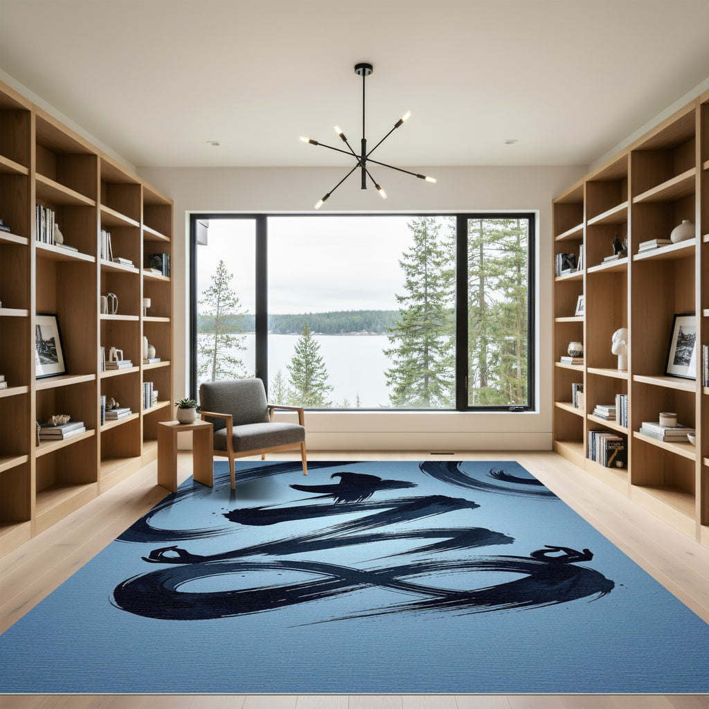 Black Ink Zen Swirl Infinite Loop Rug