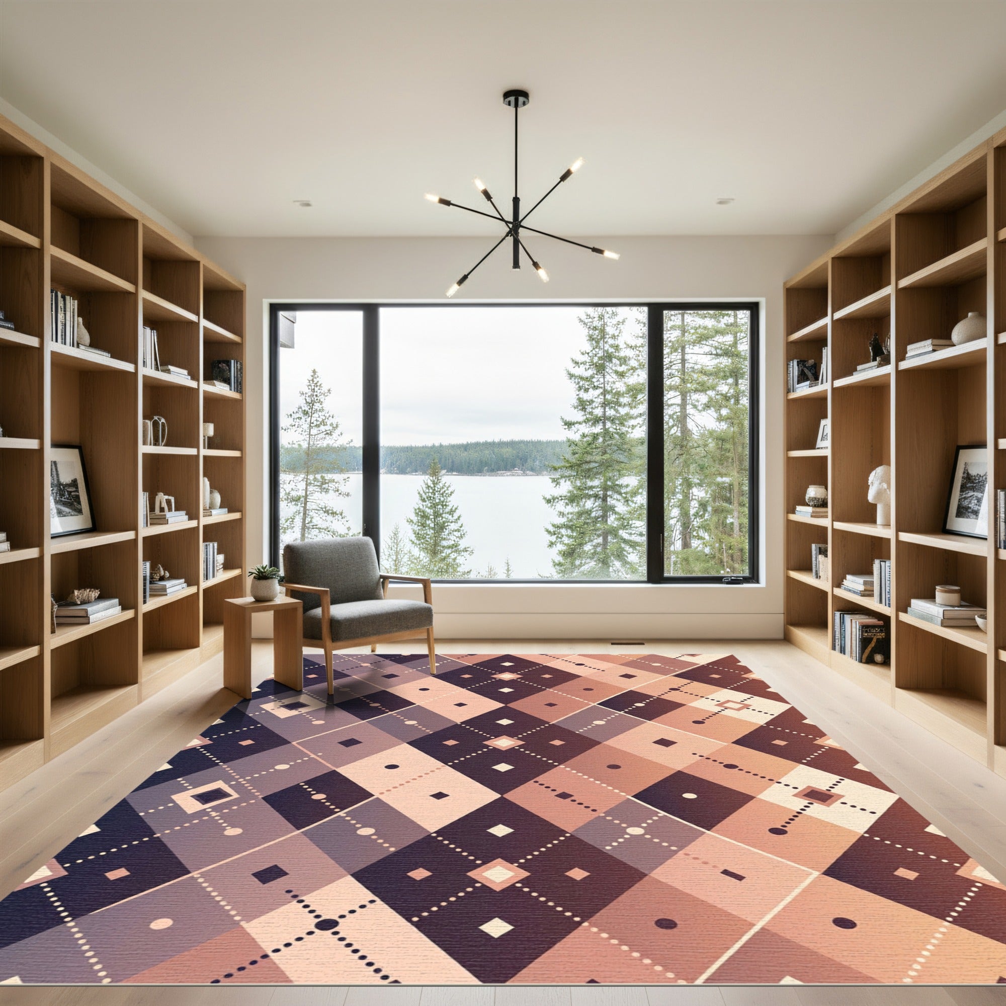 Rich Burgundy Diamond Lattice Rug