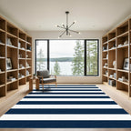 Chic Navy White Horizontal Band Rug