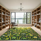 Lush Golden Meadow Wildflower Field Rug