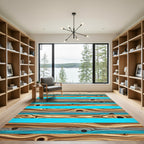 Wood Grain Blue Horizontal Stripes Rug