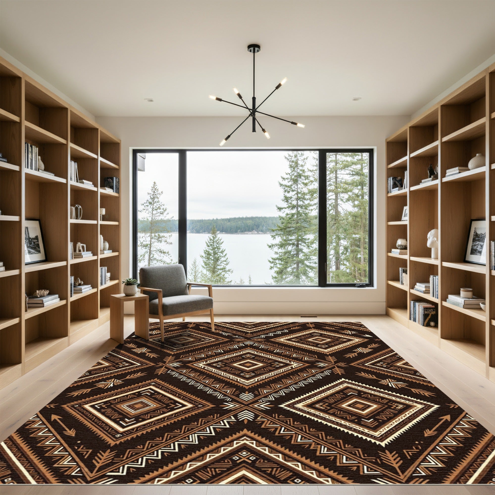 Earthy Diamond Arrows Geometric Composition Rug