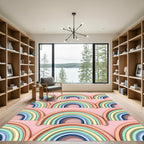 Pastel Rainbow Arch Geometric Arcs Rug