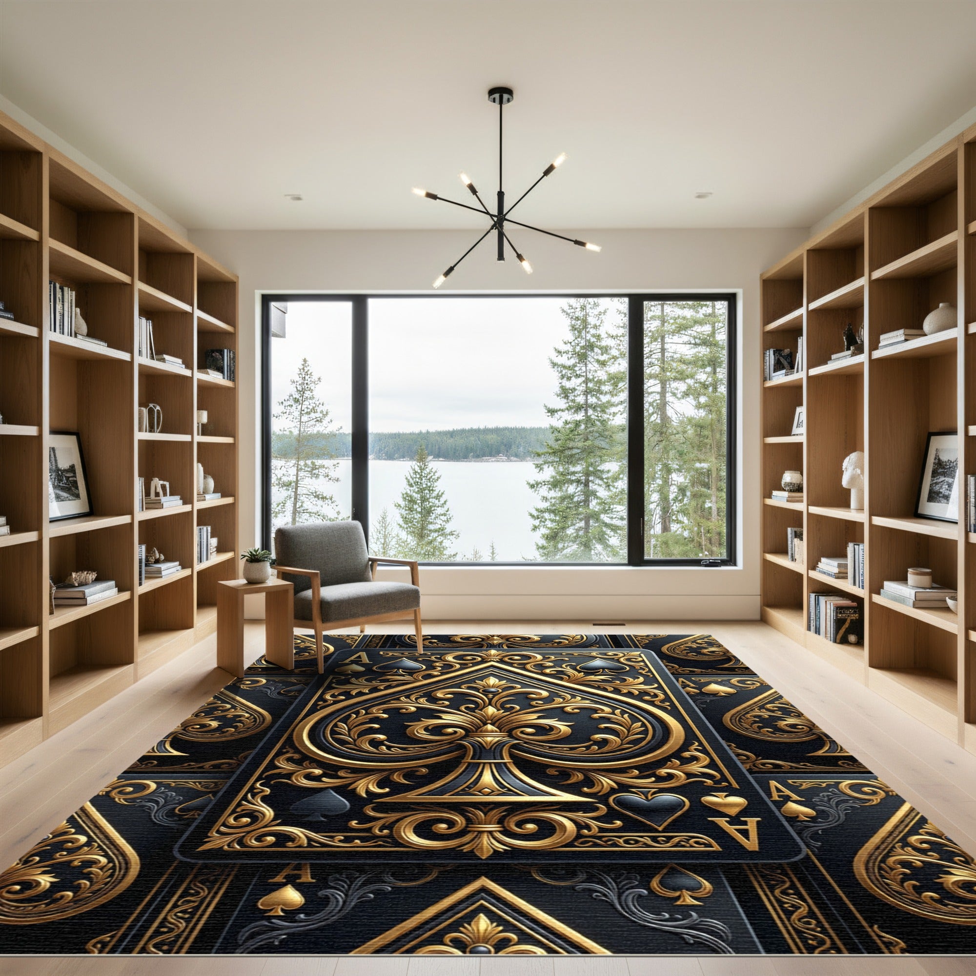 Ornate Golden Spade Ace Luxe Rug