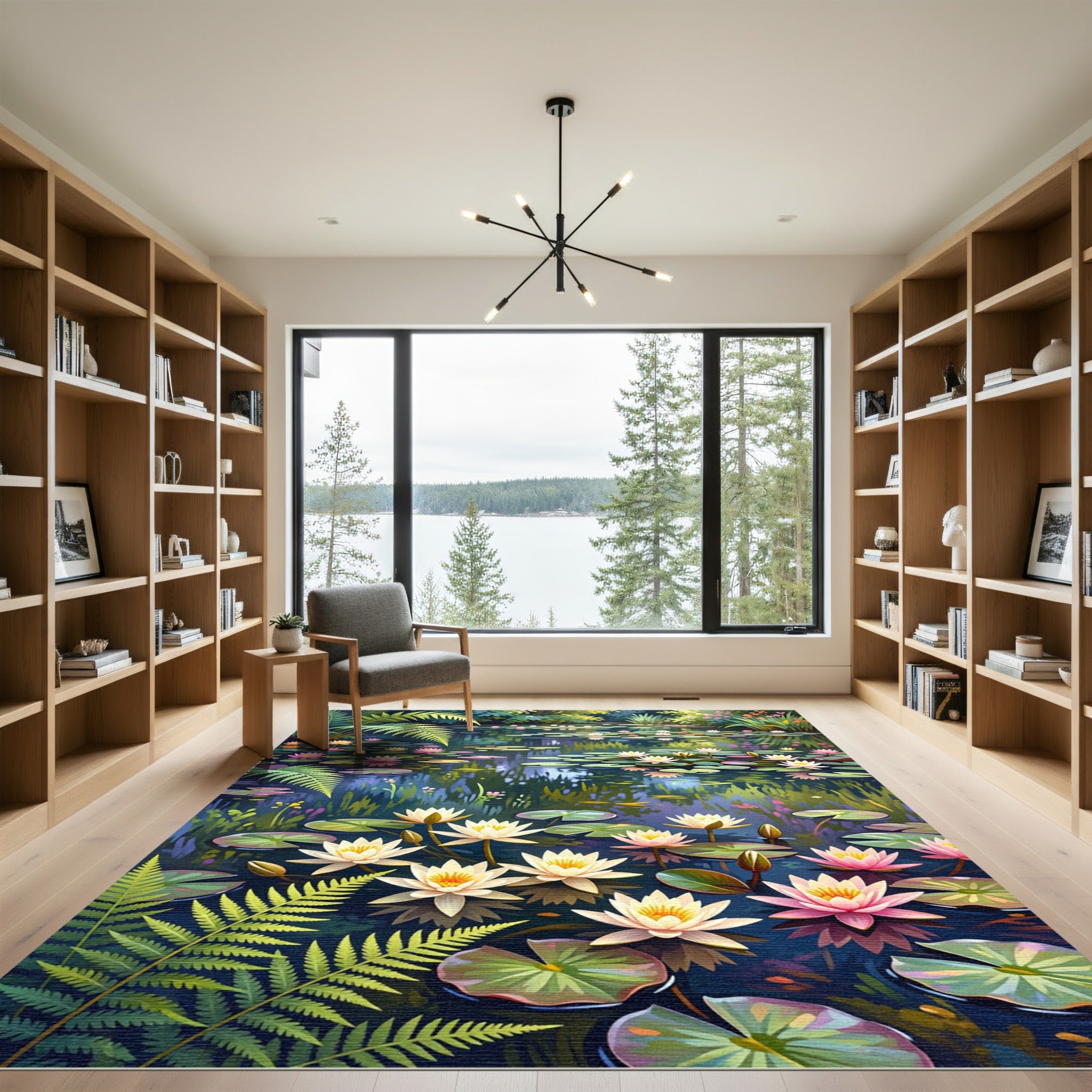 Lush Water Lily Pond Botanical Rug
