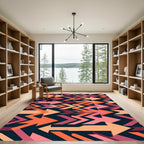Vibrant Coral Chevron Arrow Geometric Rug