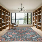 Coral Pink Heart Paisley Flourish Rug