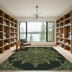 Sage Green Ornate Floral Mandala Rug