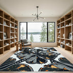 Monochrome Gothic Cracked Clover Abstract Rug