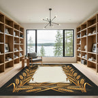 Golden Wheat Botanical Frame Rug
