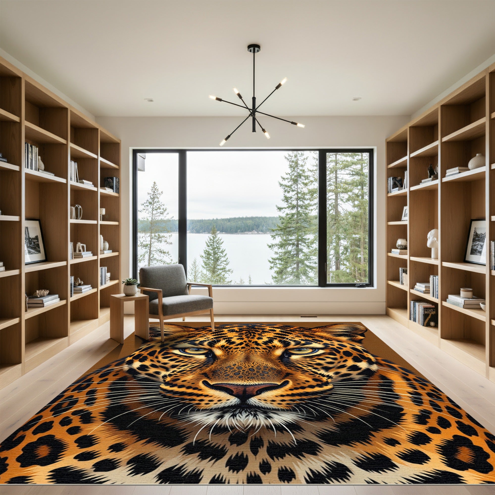 Fierce Golden Leopard Face Closeup Rug