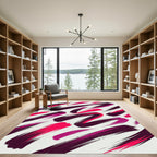 Vibrant Magenta Abstract Brush Stroke Art Rug