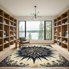 Vintage Starburst Lodge Black Cream Illustration Rug