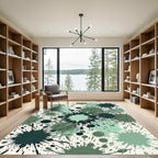 Green Splatter Burst Abstract Rug