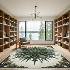 Ornate Sage Botanical Compass Medallion Rug