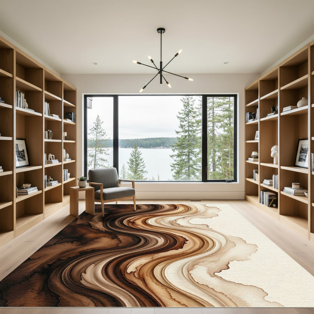 Rich Earthy Swirl Abstract Rug