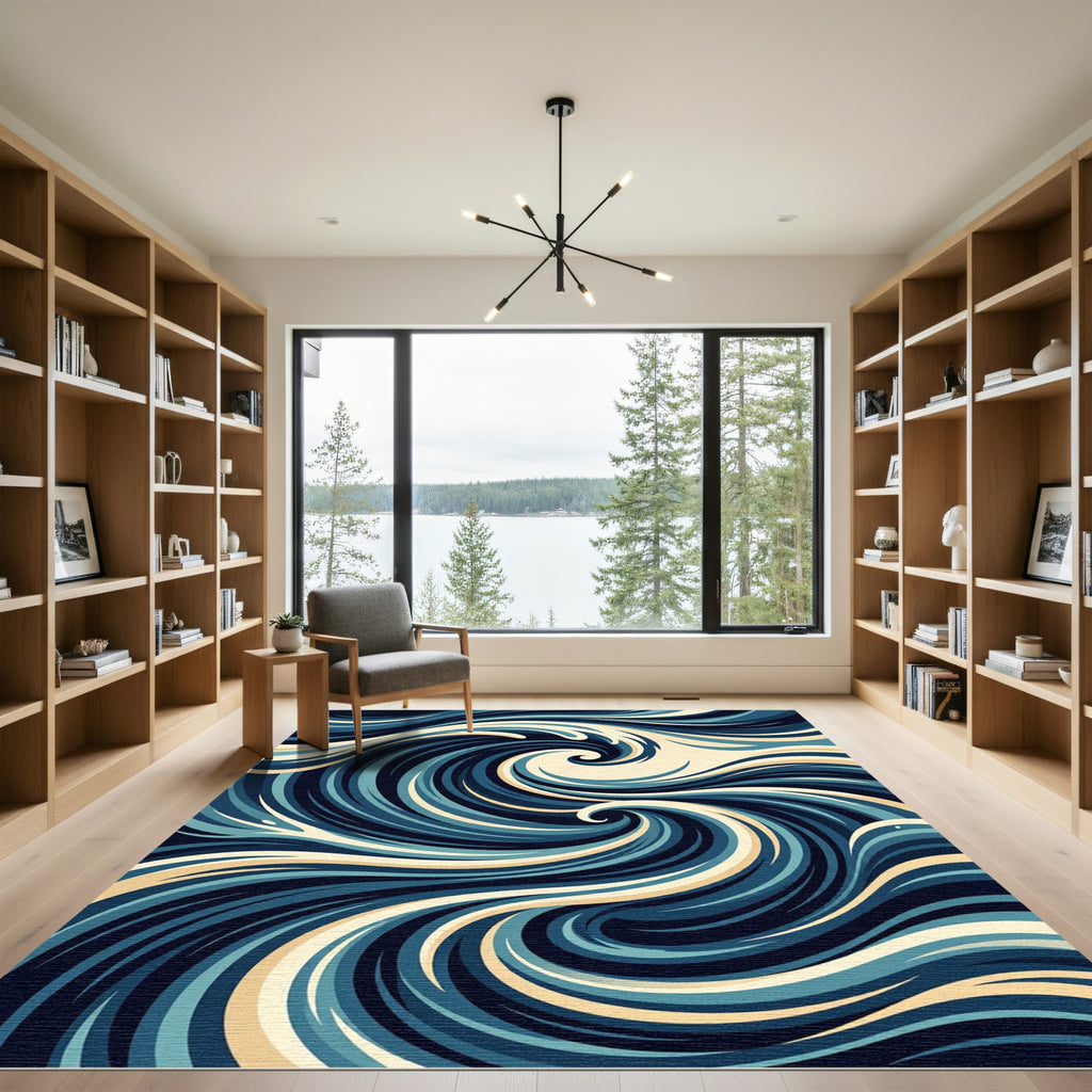 Deep Ocean Swirl Dynamic Wave Rug