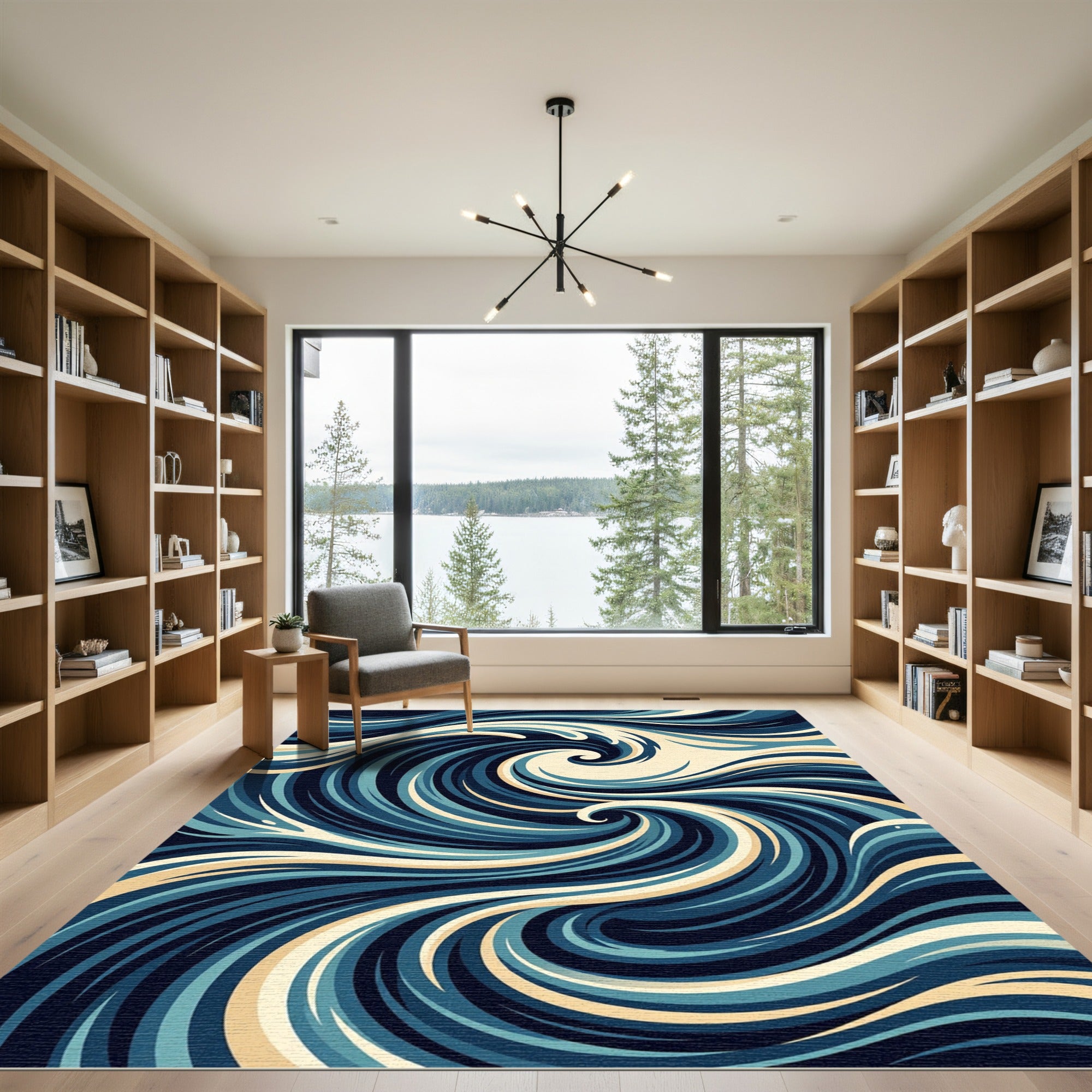 Deep Ocean Swirl Dynamic Wave Rug