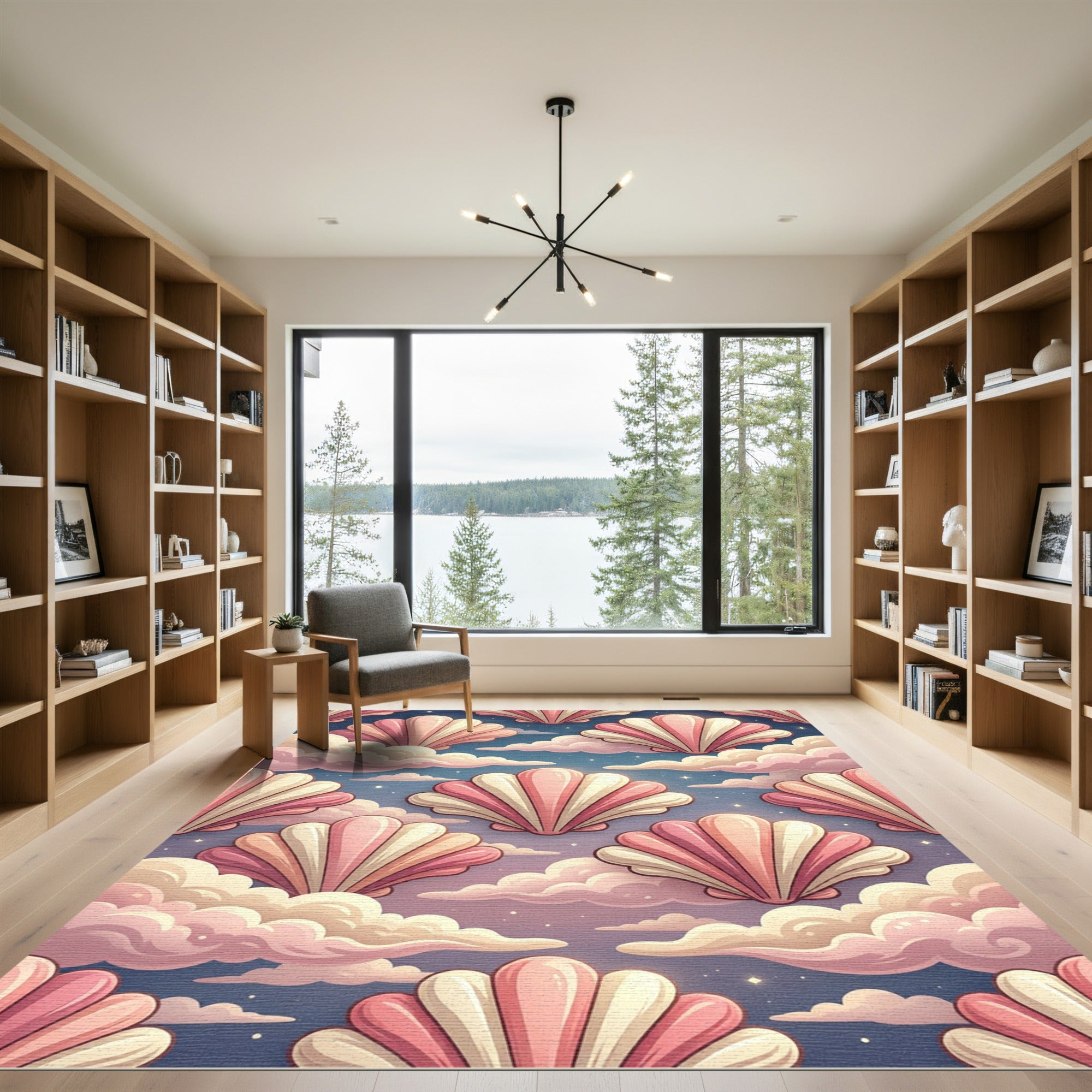 Pastel Seashell Clouds Celestial Dreamscape Rug