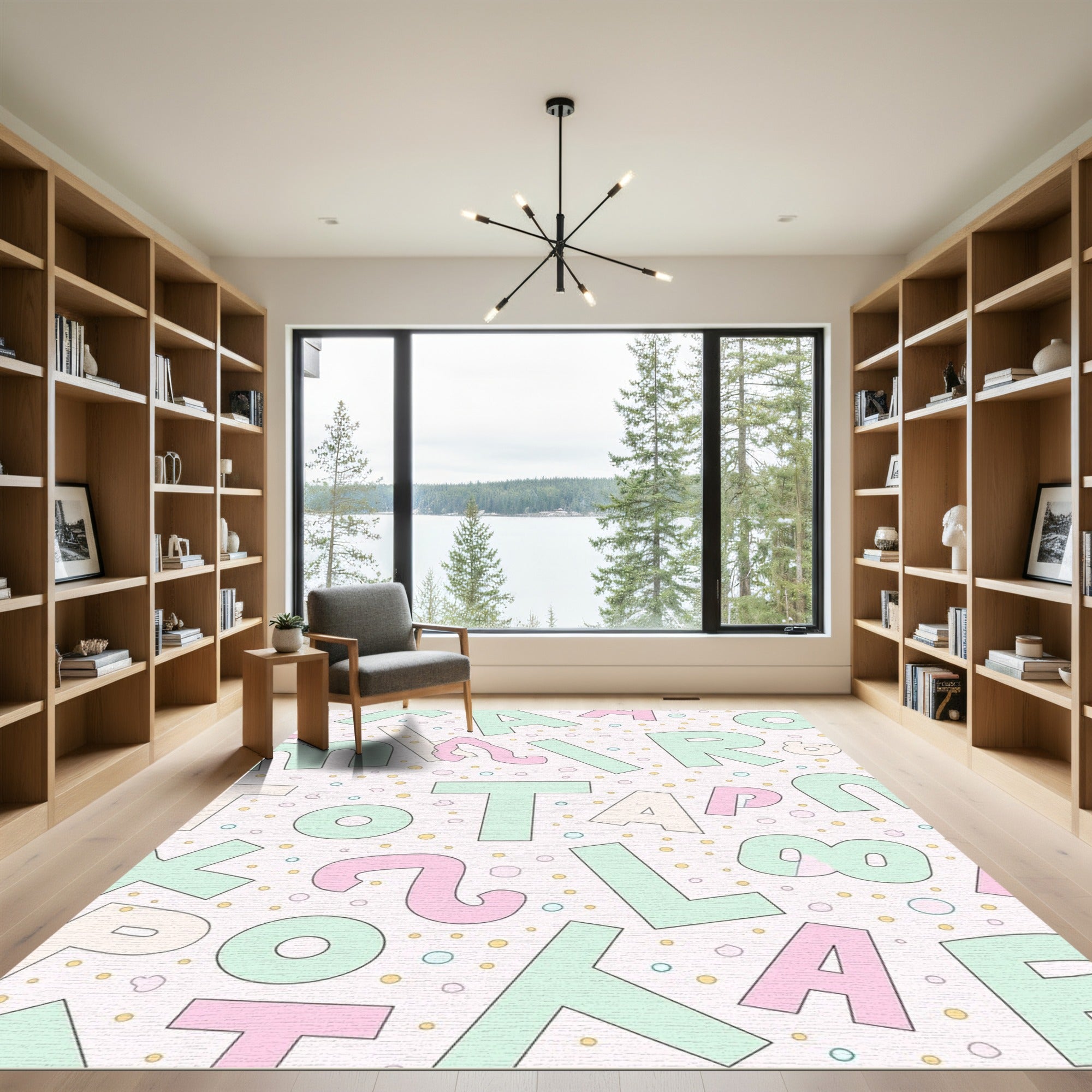 Pastel Alphabet Scatter Confetti Rug