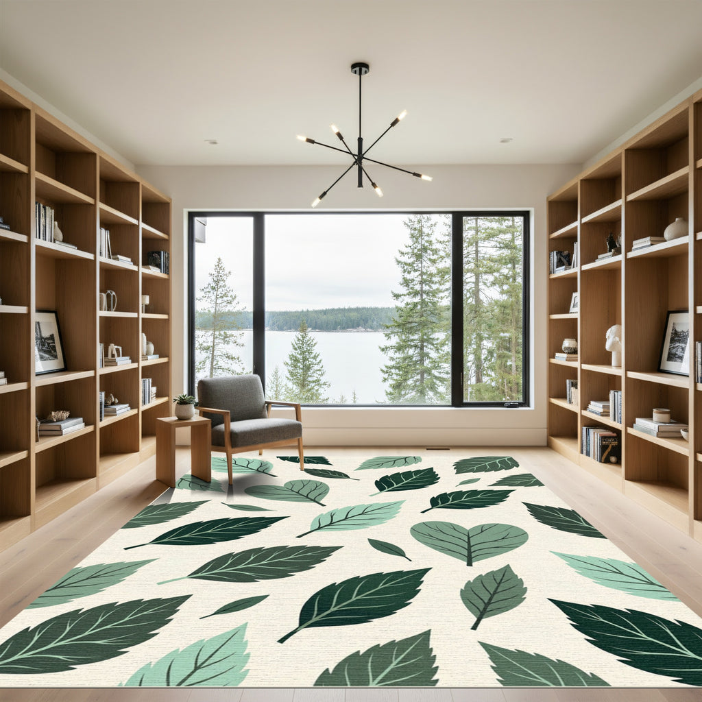 Lush Green Botanical Heart Leaf Rug