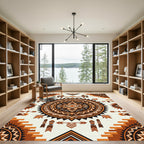Earthy Geometric Sun Tribal Medallion Rug