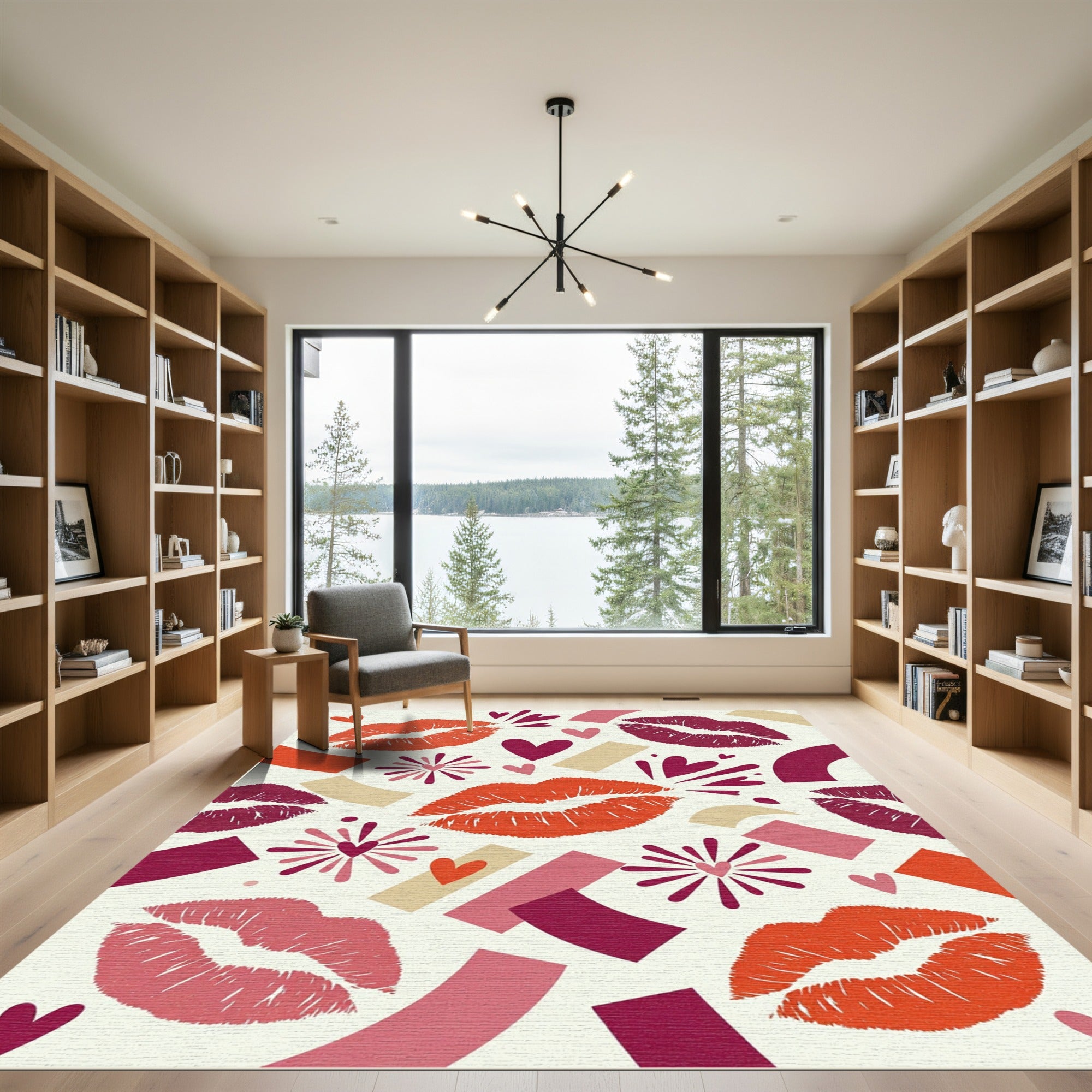Kiss Heart Bloomy Abstract Arrangement Rug