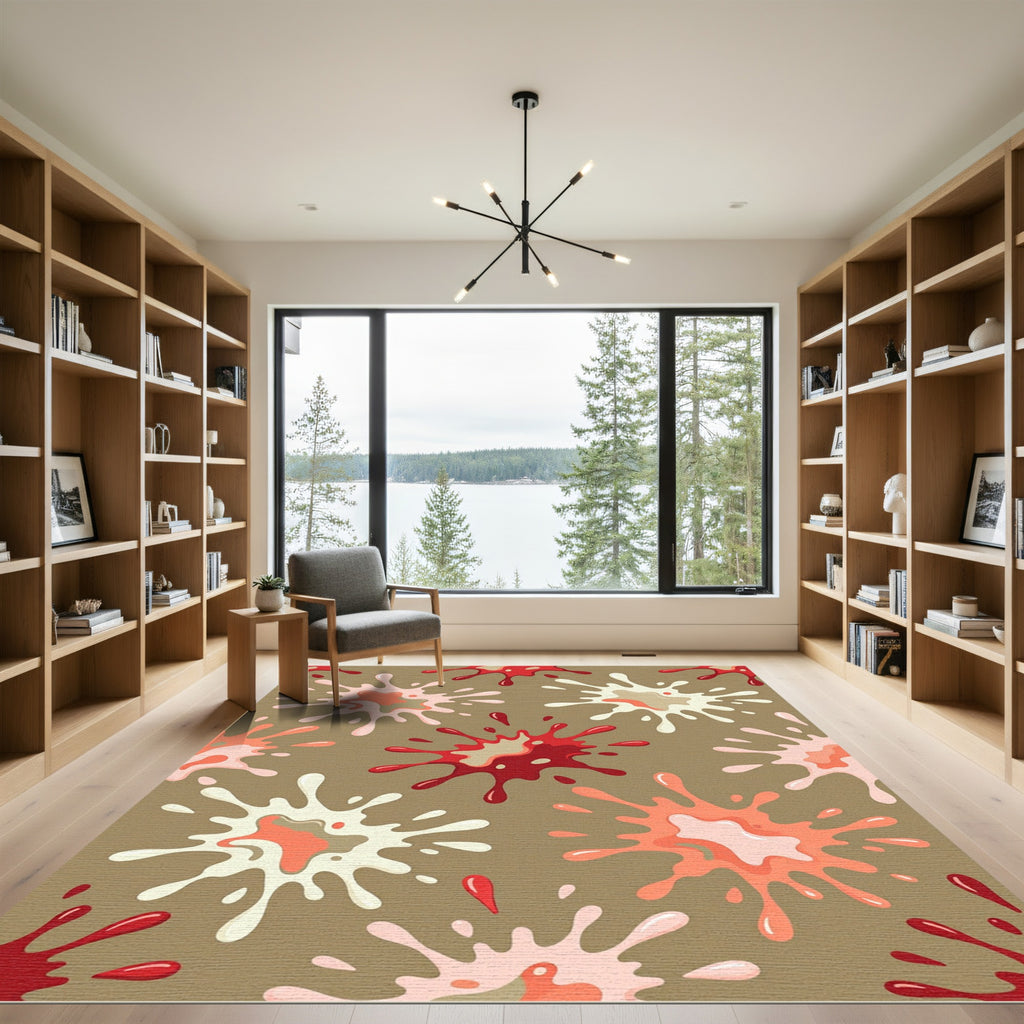 Playful Pink and Red Liquid Splash Rug