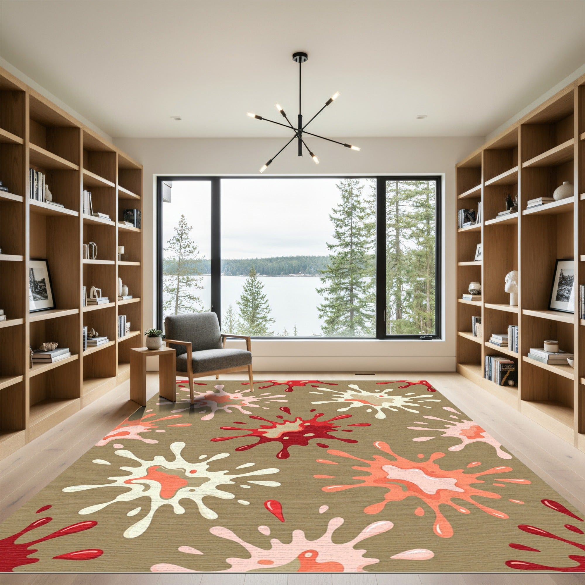 Playful Pink and Red Liquid Splash Rug