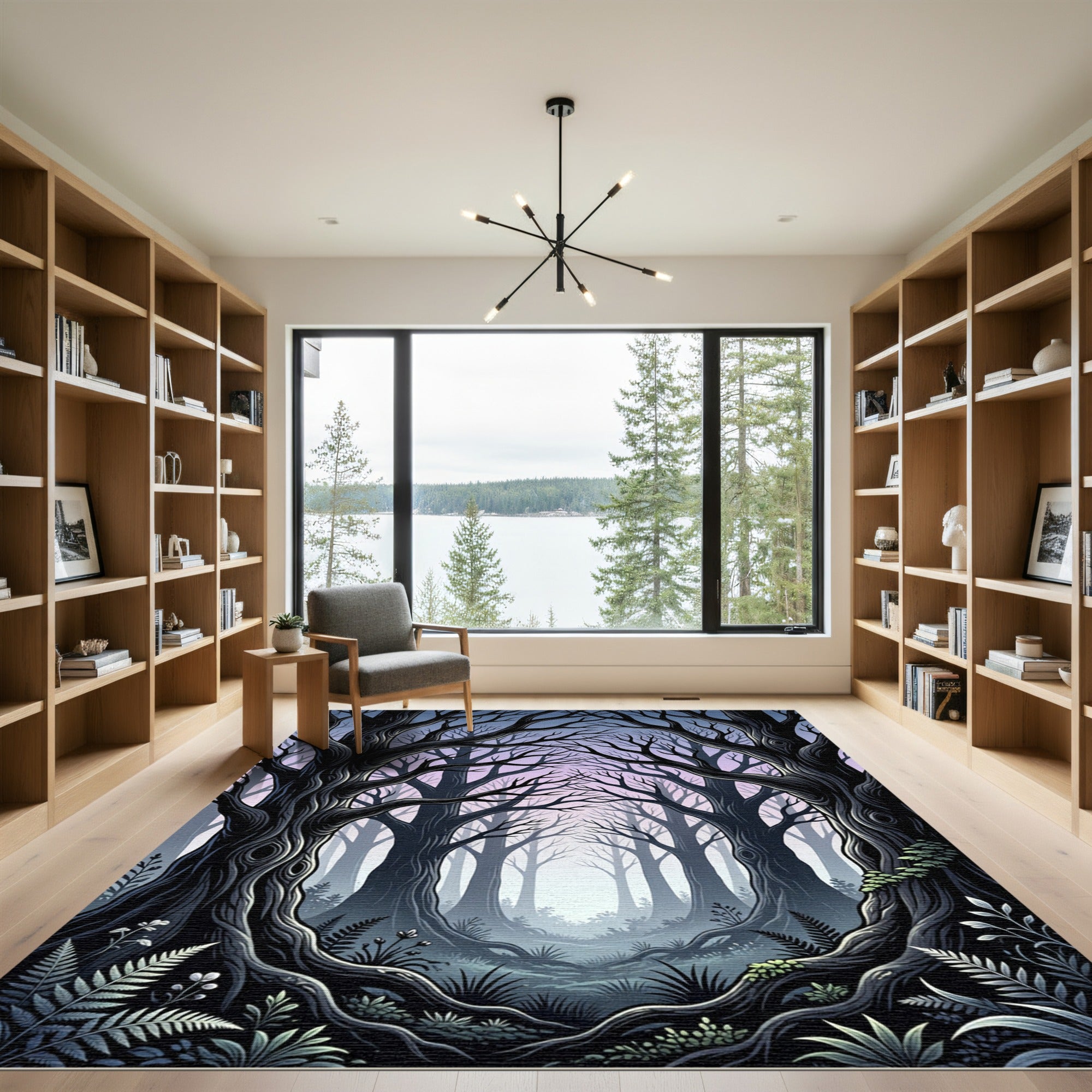 Eerie Enchanted Forest Silhouette Rug