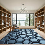 Sophisticated Metallic Gray Interlocking Hexagon Area Rug