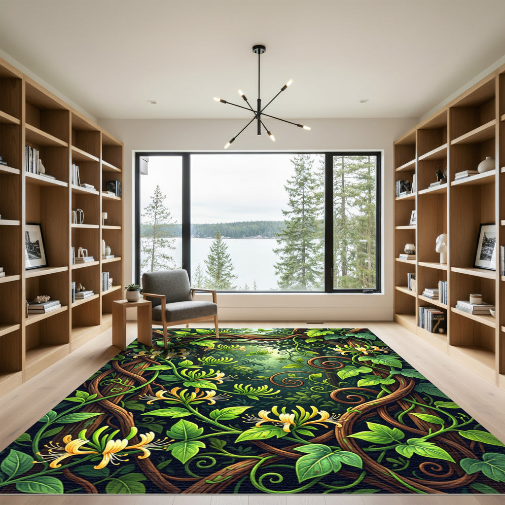 Lush Honeysuckle Vine Embellished Garden Rug