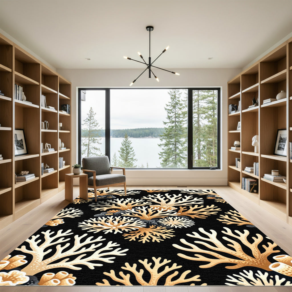 Golden Coral Underwater Branch Arrangement Rug
