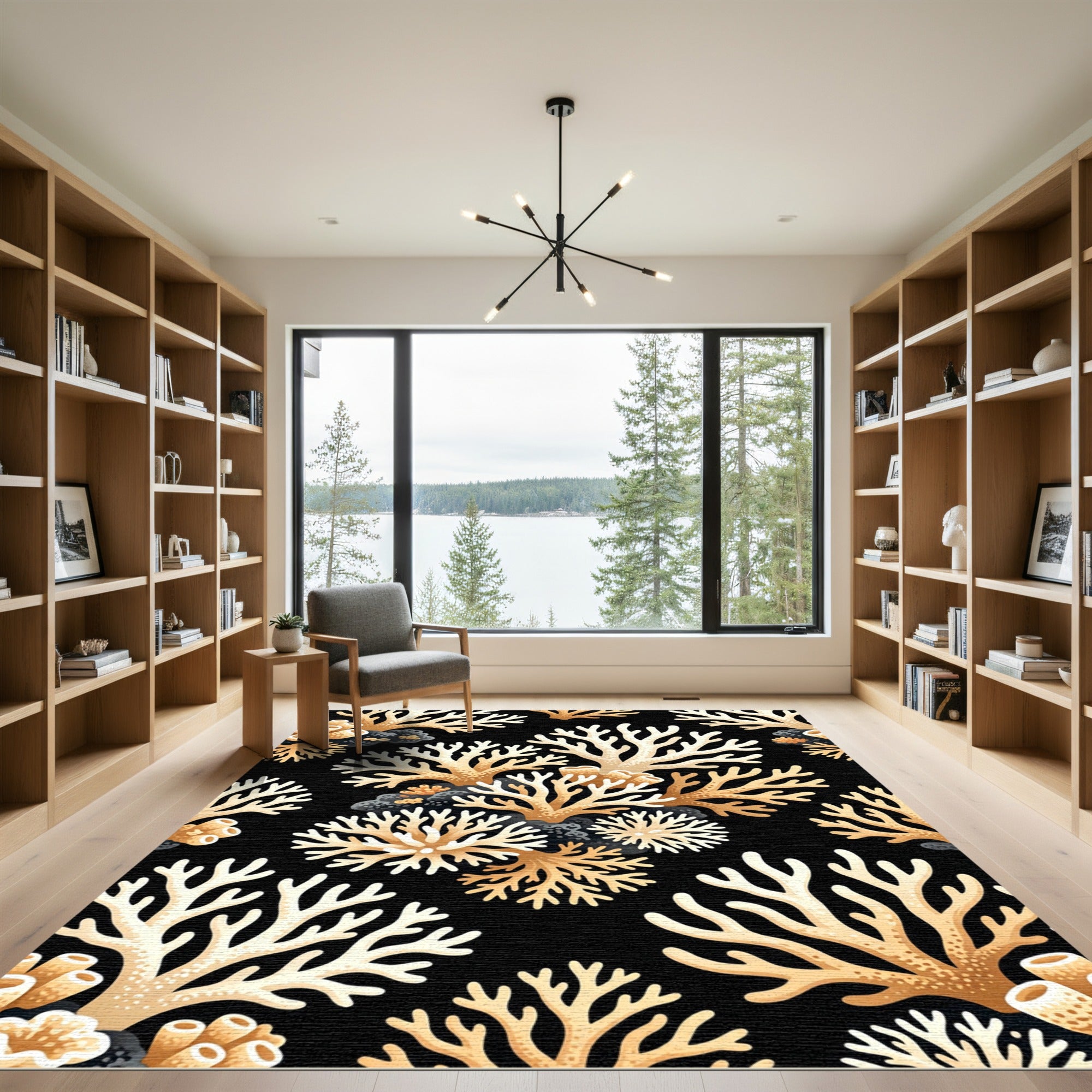 Golden Coral Underwater Branch Arrangement Rug