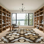 Gold Marble Quatrefoil Geometric Interlocking Rug