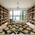 Gold and Black Art Deco Arch Rug