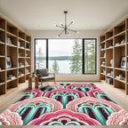 Pink Teal Layered Arches Rug