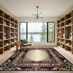 Ornate Burgundy Golden Victorian Baroque Scroll Rug