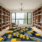 Modern Yellow and Charcoal Domino Geometric Rug