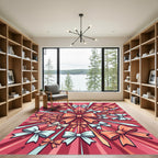 Vibrant Coral and Teal Radiant Bows Rug