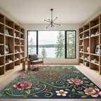 Floral Medallion with Golden Vines Rug