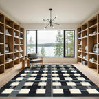 Monochrome Grid Checkerboard Accents Rug
