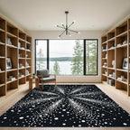 Black White Scattered Dot Explosion Rug